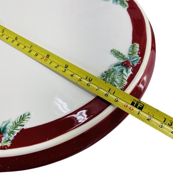Pfaltzgraff Holiday Garland Ceramic Cake Stand Red & White Christmas Plate - Picture 2 of 8
